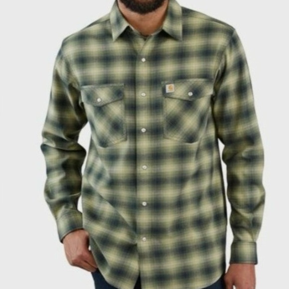 Carhartt Men's Rugged Flex Hamilton Plaid Western Snap Flannel Midweight Size XL - Picture 1 of 9